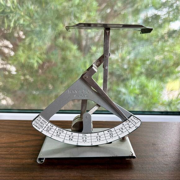 Vintage Hamilton Postal Scale – Mid-Century Metal Desk Scale 5.25” - Picture 1 of 10
